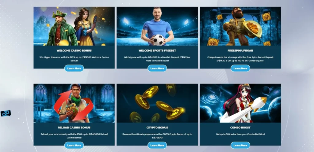 Bonuses section at Non-Gamstop casino