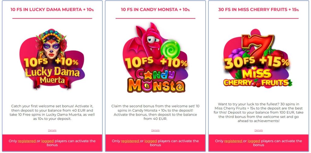 Bonuses at Casper Spins Casino