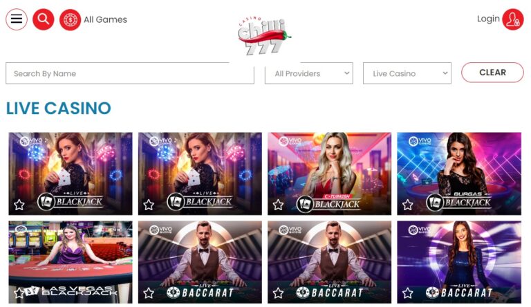 Live casino at Chilli777 Casino