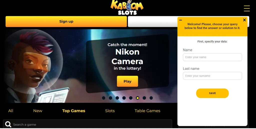 Support at Kaboom Slot