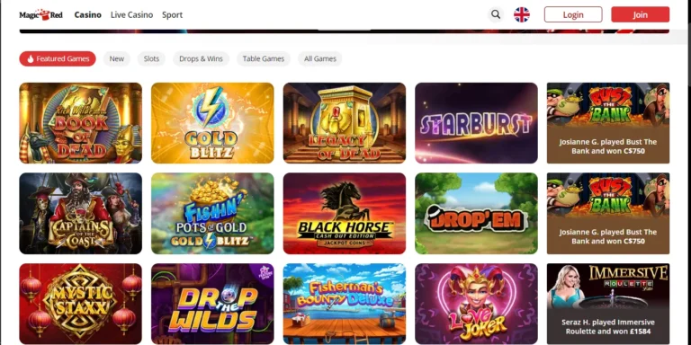 Featured games at Magic Red Casino