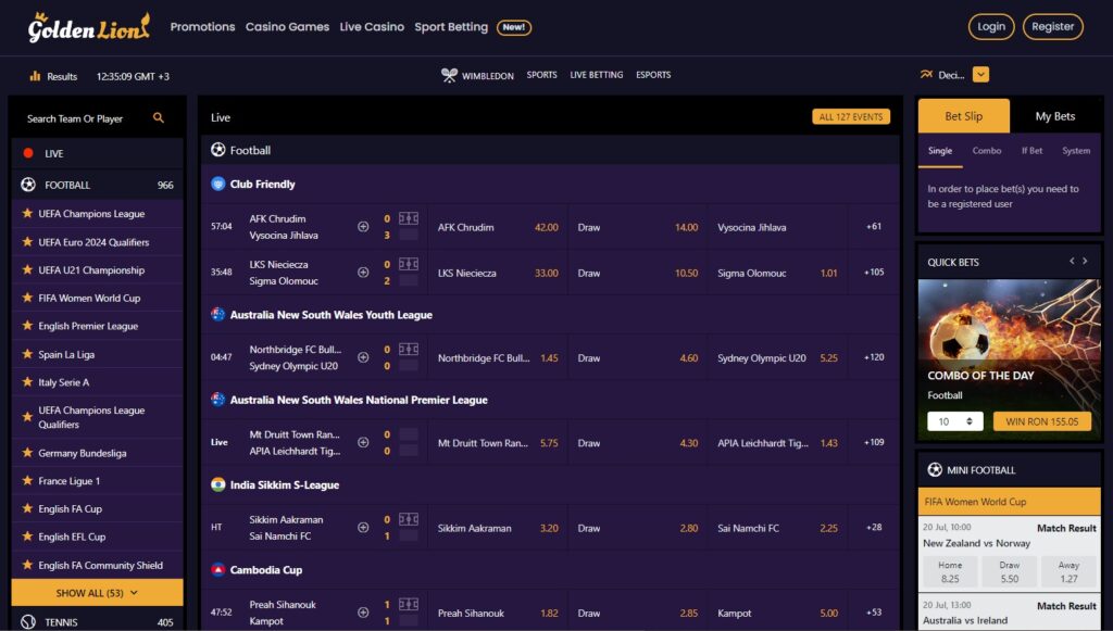 Sportbook at Golden Lion casino