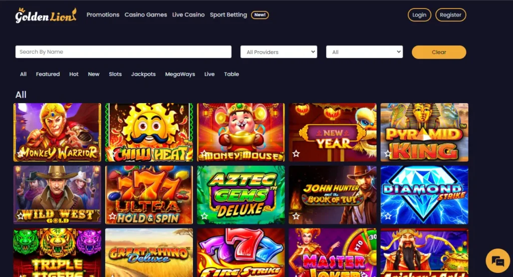 All games at Golden Lion casino