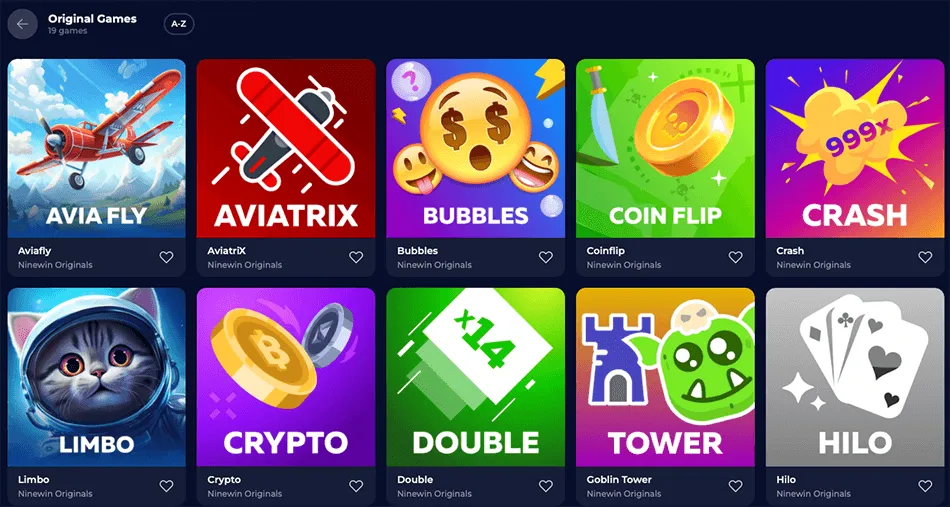 GAmes at NineWin Casino