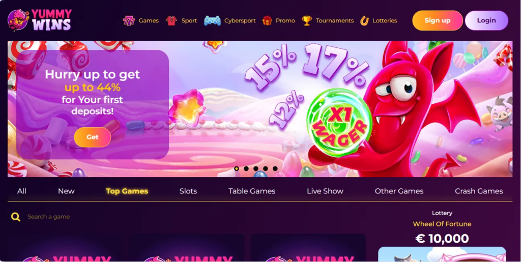 Yummy Wins Casino main banner