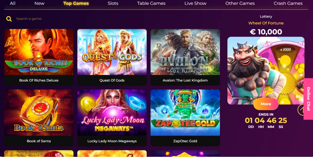 Top games at Yummy Wins Casino