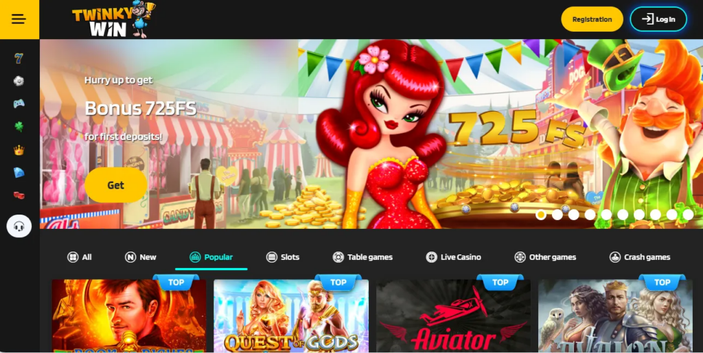 Twinky Win Casino main page