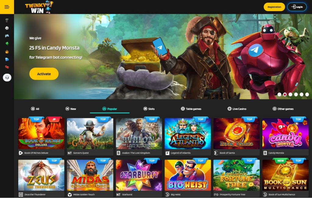 Game page at Twinky Win Casino