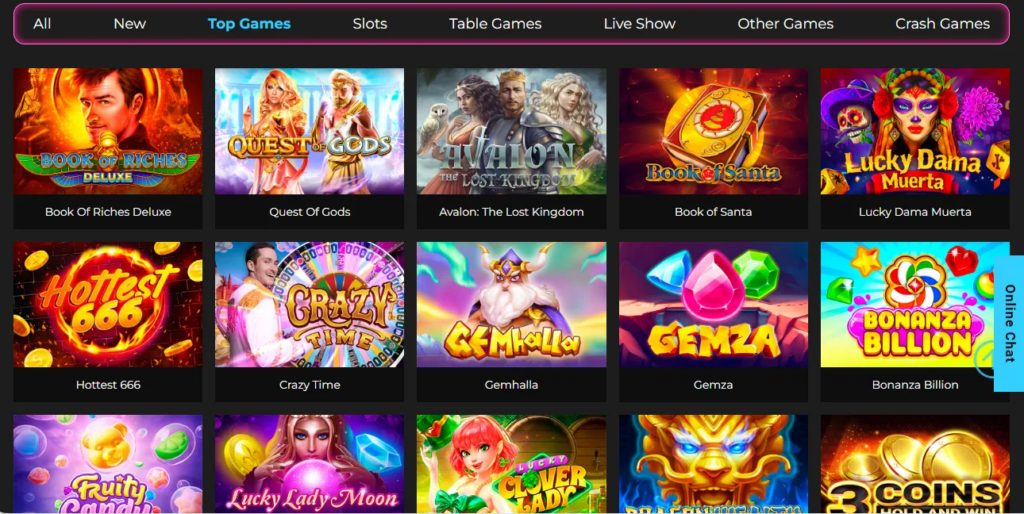 Orion Spins Casino top games