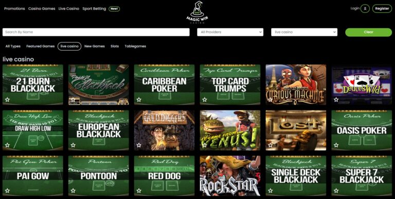 Live casino at Magic Win Casino