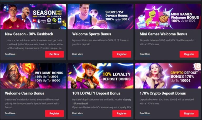 Bonuses at MyStake Casino