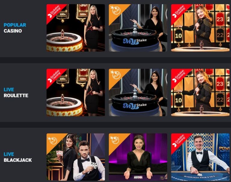 Live dealer casino at MyStake Casino