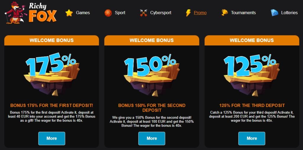 Richy Fox Casino bonuses