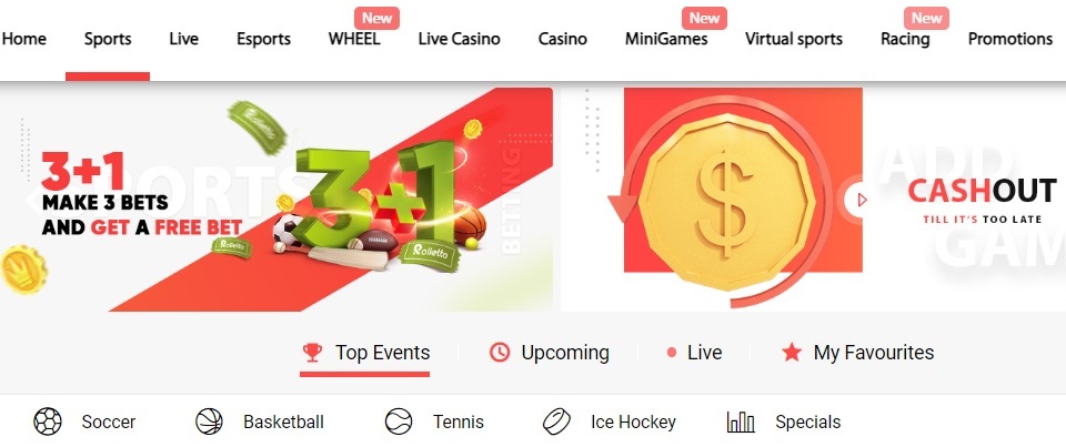 Sports betting at Rolletto Casino