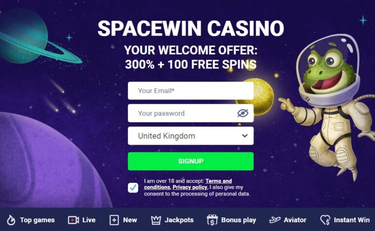 Sign up folder at SpaceWin Casino