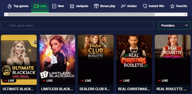 Live games at SpaceWin Casino