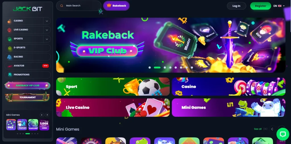 Jackbit Casino main page