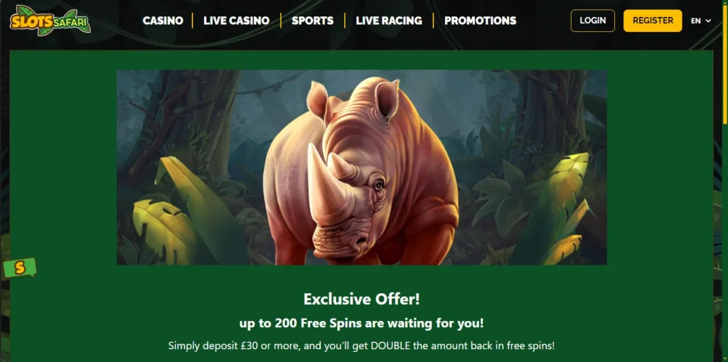 Slots Safari Casino main banner