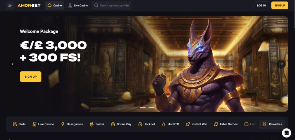 Explore home page at Amonbet casino