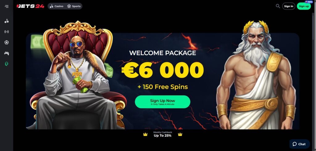Explore Bets24 Casino Home Page