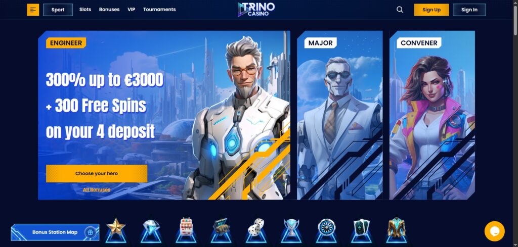 Explore Trino Casino homepage