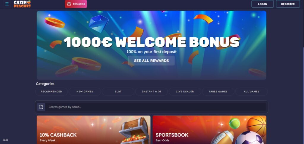 Explore Casino Peaches homepage