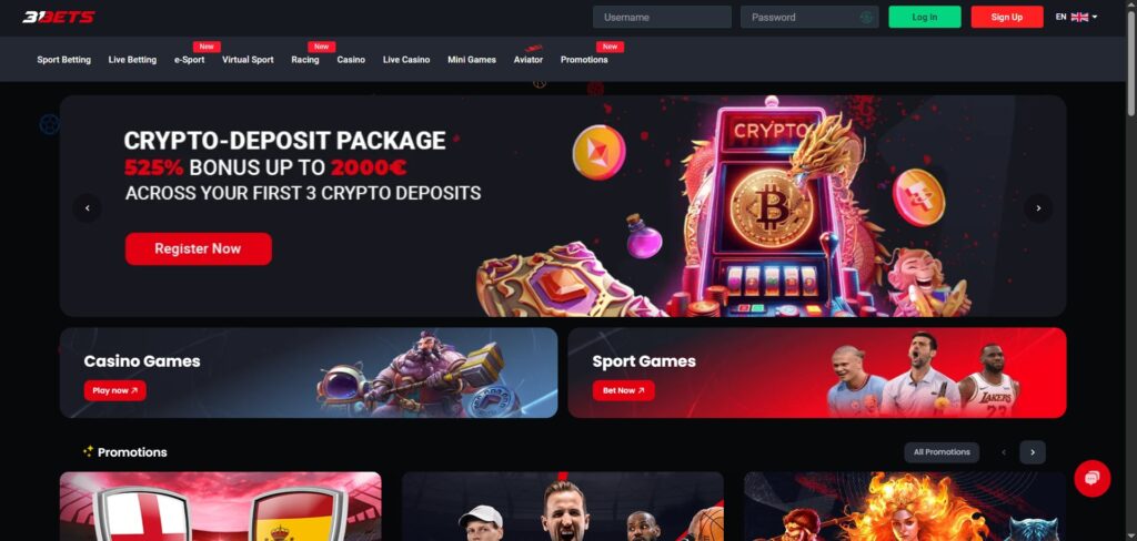 Discover 1Bets Casino homepage