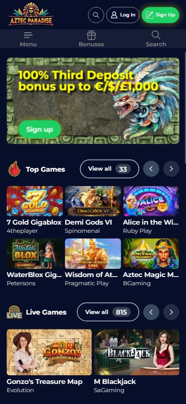 Discover Aztec Paradise Casino on mobile