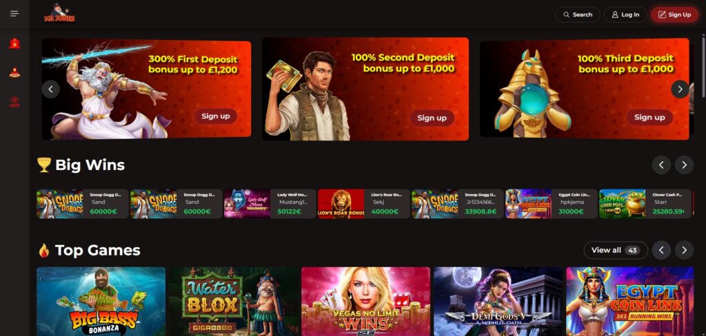 Learn about Mr Jones Casino homepage