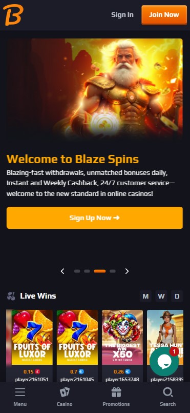 Learn about Blaze Spins Casino mobile experience