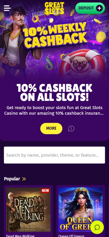 Learn about Great Slots Casino on mobile devices